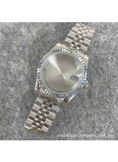 Stainless Steel 39mm Watch Case with BandLog tooth ring magnifying glass sapphire case_five baht band_dense bottom Log tooth ring magnifying glass sapphire case_five baht band_dense bottom