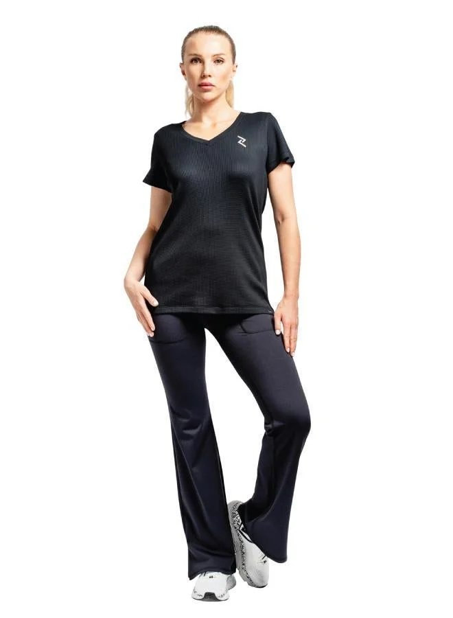 ZAECY Women's Waffle Knit V-Neck Tee