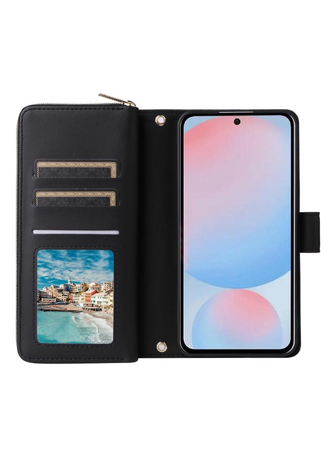 erorex Case For Samsung Galaxy A56 Nine-card Slots Zipper Wallet Bag Leather Phone Case - Image 4
