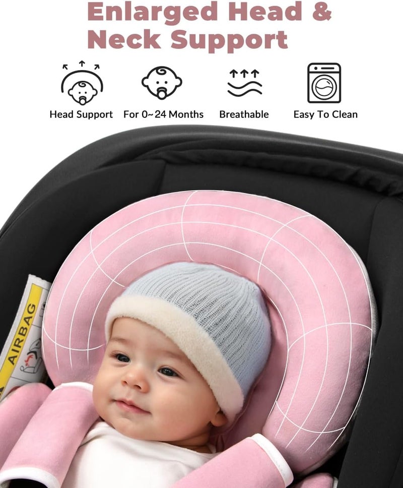 Tinlyfinly Infant Car Seat Insert with Extra Cushion for Preemie to Toddler, Reversible Newborn Carseat Insert for Baby Head Body Support, Fits for Stroller, Baby Swing, Bouncer (Pink) Global versatile design - Image 3