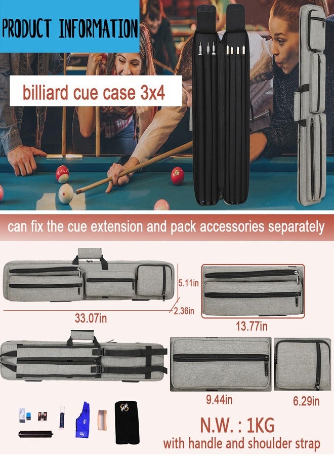 ivycaw Pool Cue Case 3x4 Pool Stick Bag with Backpack Straps Soft Billiard Cue Carrying Case with Two Shoulder Strap, Billiard Stick Case Holds 3 Butts 4 Shafts and Billiards Accessories - Image 2