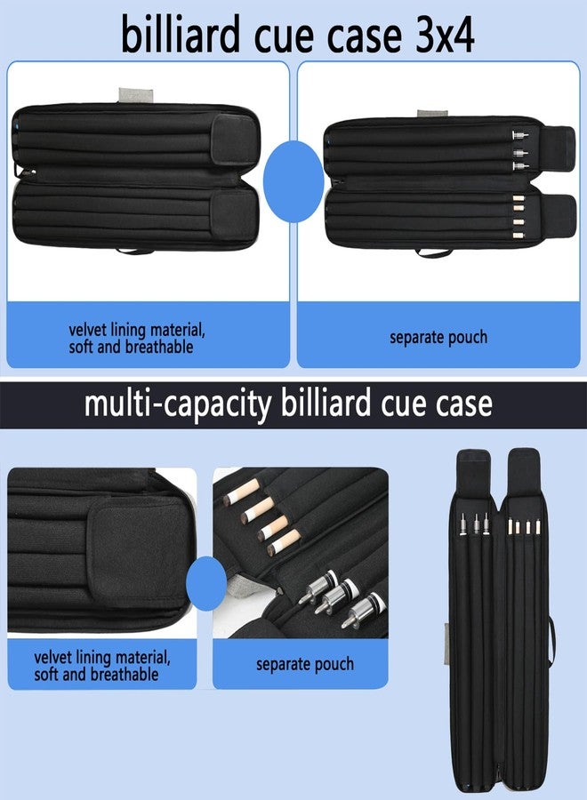 ivycaw Pool Cue Case 3x4 Pool Stick Bag with Backpack Straps Soft Billiard Cue Carrying Case with Two Shoulder Strap, Billiard Stick Case Holds 3 Butts 4 Shafts and Billiards Accessories - Image 3