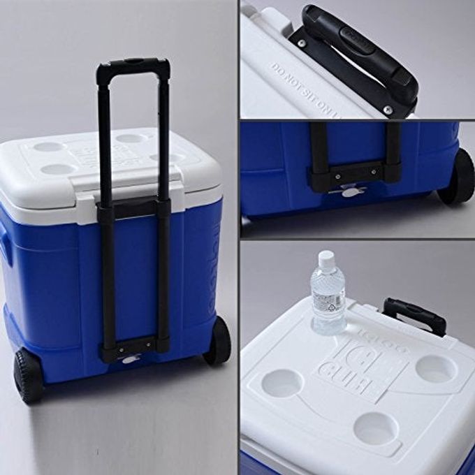 Igloo Ice Cube 60 Quart Roller Cooler, Ocean Blue - Image 3