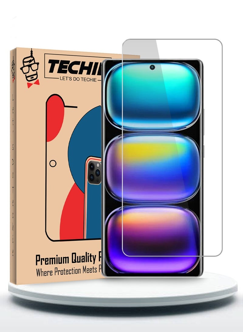 Techie حماية شاشة زجاجية مقسّاة HD لجهاز Infinix Hot 50 5G - مضادة للانعكاس ومضادة للفقاعات بصلابة 9H وسمك 0.33 مم وحواف مدورة وسهلة التركيب - Image 1