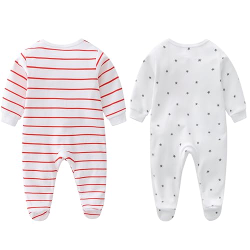 aomomo Baby Clothes Newborn Bodysuits I Love Daddy Mummy Romper Set, Cotton Footed Pajamas for Baby Boys and Girls (3-6 Months) - Image 2