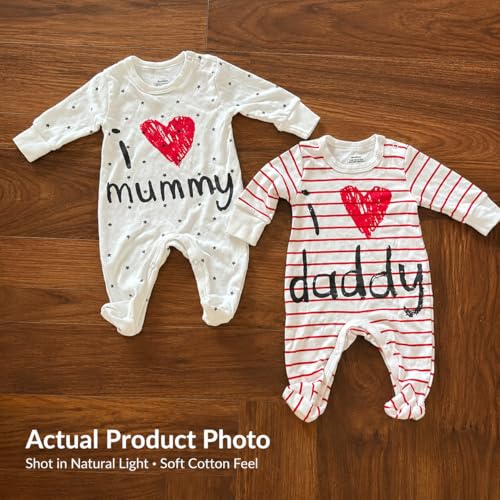 aomomo Baby Clothes Newborn Bodysuits I Love Daddy Mummy Romper Set, Cotton Footed Pajamas for Baby Boys and Girls (3-6 Months) - Image 5