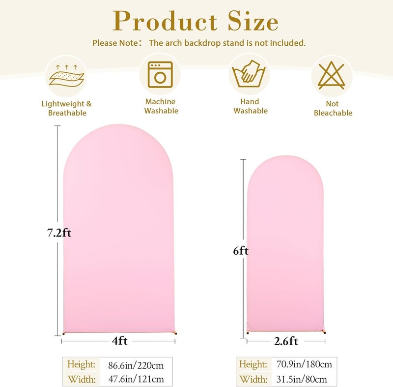 Suppromo White Pink Arch Cover Set of 2-7.2 and 6ft Arch Backdrop Cover Spandex Wedding Arch Stand Covers for Bridal Shower Baby Shower Girls Birthday Party Banquet Photo Arch Covers Stretchy Backdrop - Image 5