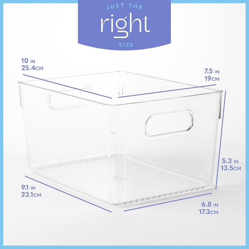 PrimeBox Plastic Food Storage 8 Pack Clear Container Bin with Handles for Organizing Kitchen, Pantry, Refrigerator, Freezer, Pantry, Cabinet, Closet, Bathroom. 10”x7.5”x5.3” - Image 3