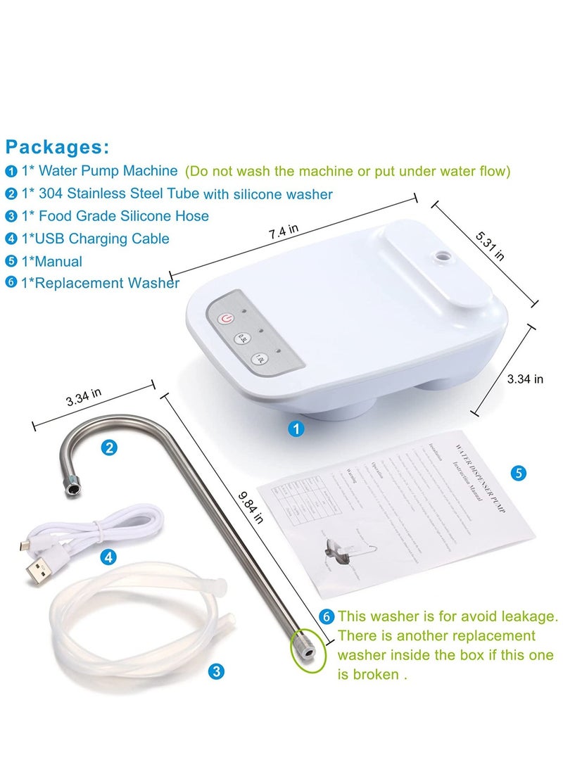 ELTRAZONE Rechargeable Electric Drinking Water Dispenser Pump White/Black 7.4x5.31x3.34inch - Image 4