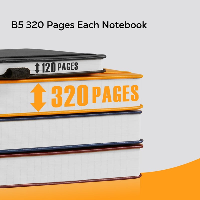 FOCUS DAY Leather Lined Notebook Journal, 320 Pages Hardcover Notebook Journals for Writing Note Taking Women & Men, B5 (7.1'' X 10'') College Ruled Daily Notebook Journal, Orange - Image 3