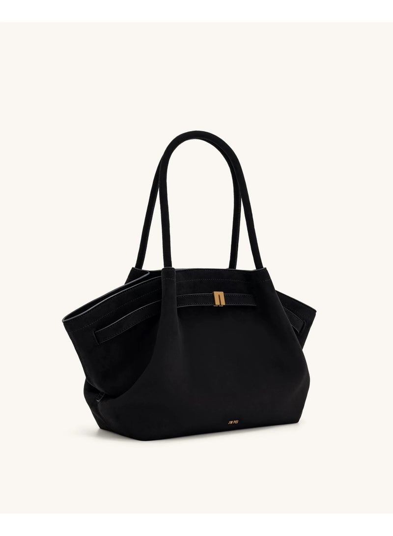 JW PEI JW PEI Women's Hana Medium Mini Faux Suede Tote Bag (Black) - Image 5