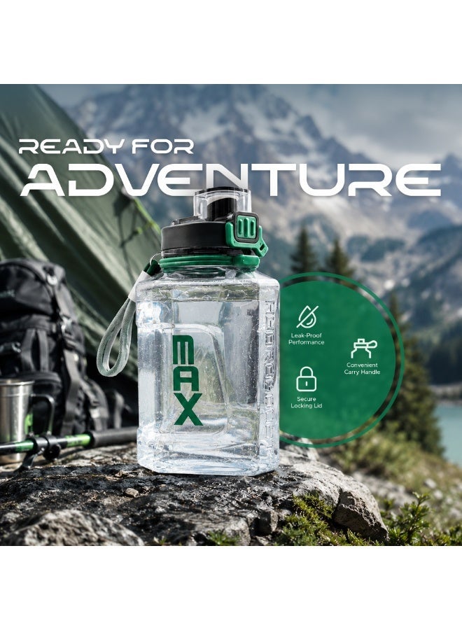 TR6 زجاجة مياه رياضية كبيرة TR6 Hydro Boost سعة 2200 مل مزودة بقشة ومقبض ومانعة للتسرب وخالية من مادة BPA وعلامة قياس وفم واسع للاستخدام في صالة الألعاب الرياضية والمكتب والاستخدام الخارجي، لون أسود شفاف (أسود) - Image 4