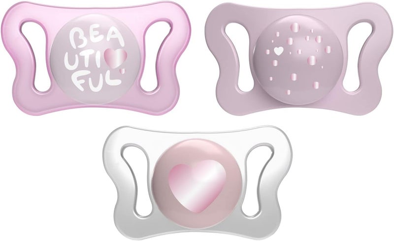 Chicco PhysioForm Micrò Baby Pacifier for 0-2 Months - Lightweight Ergonomic Design (Pink/Purple) - Image 1