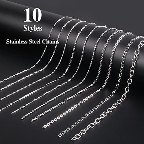Ecoofor Necklace Chains for Jewelry Making, 78.7 Feet 10 Rolls Stainless Steel Jewelry Chains for DIY Necklace Bracelet Jewelry Making with Stainless Steel Jump Rings/Lobster Clasps/Connectors - Image 2