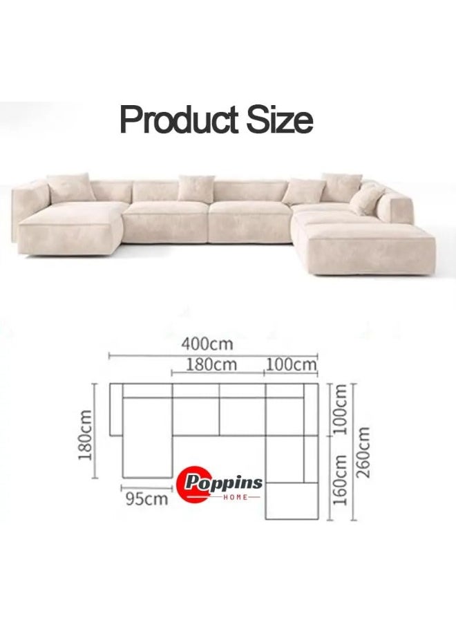 Poppins Home Luxurious Nordic U-Shape Majlis 7-Seater Sofa Set Premium Velvet Fabric Spacious Corner Sectional Design (Olive Green, RIGHT BED)  - Image 3