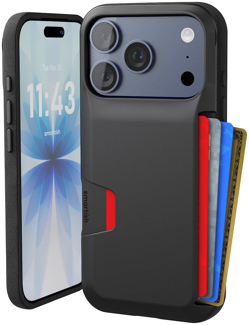 Smartish iPhone 17 Pro Wallet Case Wallet Slayer Vol 1 Slim Protective Credit Card Holder Drop Tested Hidden Credit Card Slot Cover for Apple iPhone 17 Pro Black Tie Affair - Image 2