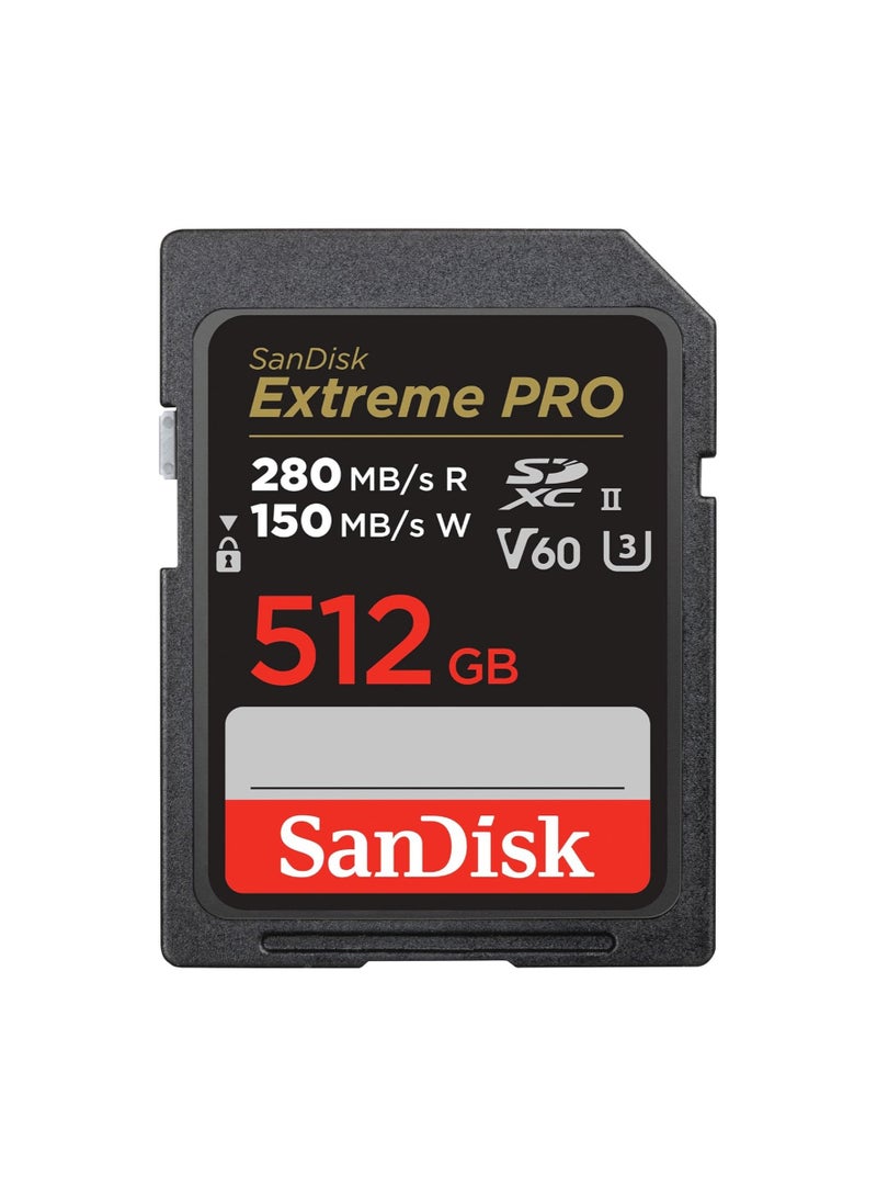 سانديسك SanDisk 512GB Extreme PRO SDXC UHS-II Memory Card - C10, U3, V60, 6K, 4K UHD, SD Card - SDSDXEP-512G-GN4IN - Image 1