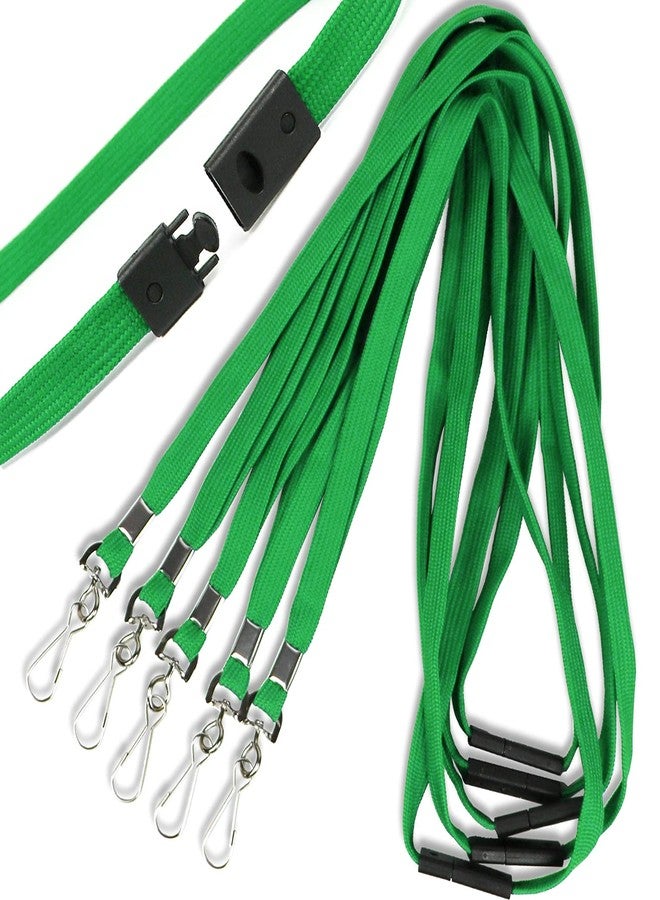 Ollain Safety Breakaway Lanyard with J-Hook Flat Lanyards for ID Badges Cruise Lanyard Bulk Preimum Lanyards for Women/Men Business Card NameTag Holder Lanyards Employee Students (Green, Breakaway 100 Pack) - Image 1