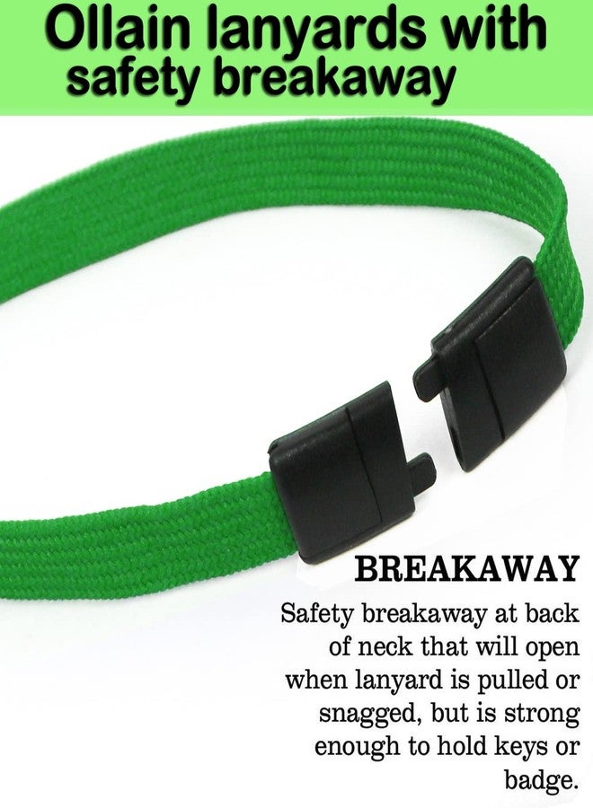 Ollain Safety Breakaway Lanyard with J-Hook Flat Lanyards for ID Badges Cruise Lanyard Bulk Preimum Lanyards for Women/Men Business Card NameTag Holder Lanyards Employee Students (Green, Breakaway 100 Pack) - Image 4