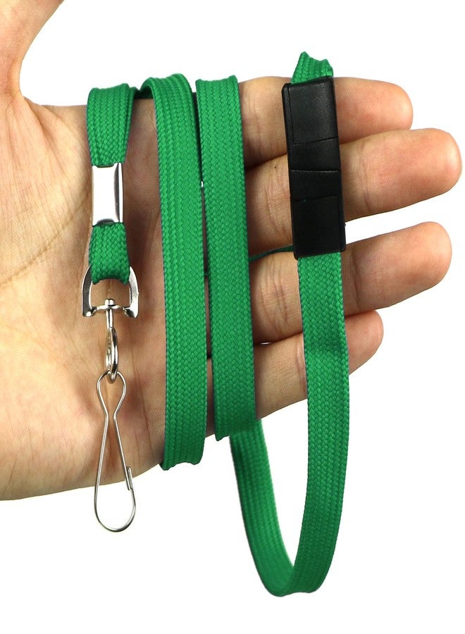 Ollain Safety Breakaway Lanyard with J-Hook Flat Lanyards for ID Badges Cruise Lanyard Bulk Preimum Lanyards for Women/Men Business Card NameTag Holder Lanyards Employee Students (Green, Breakaway 100 Pack) - Image 3