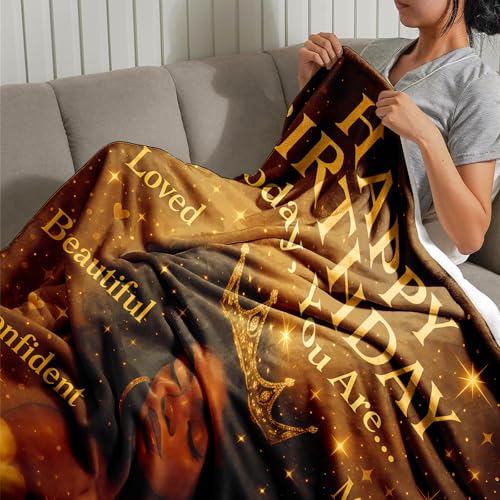 LuxeCove Happy Birthday Queen Gift Throw Blanket for African American Women - Cozy Birthday Blanket, Gift for Mom Sister Daughter Best Friend Wife, Christmas Mother's Day, 50'' x 60'' - Image 2