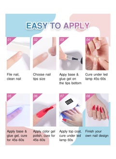 Remy Belle Soft Gel Full Cover Nail Tips Glue Gel and Top Coat Long Lasting UV  - Image 2
