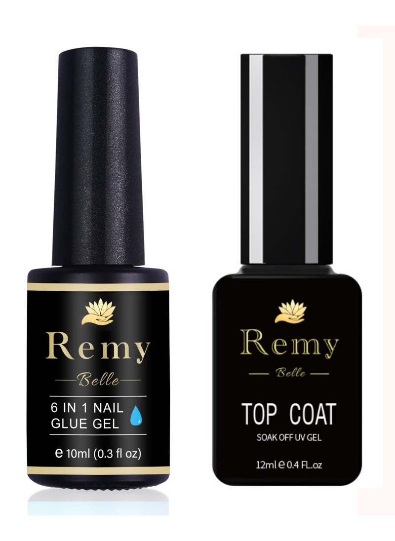 Remy Belle Soft Gel Full Cover Nail Tips Glue Gel and Top Coat Long Lasting UV  - Image 1