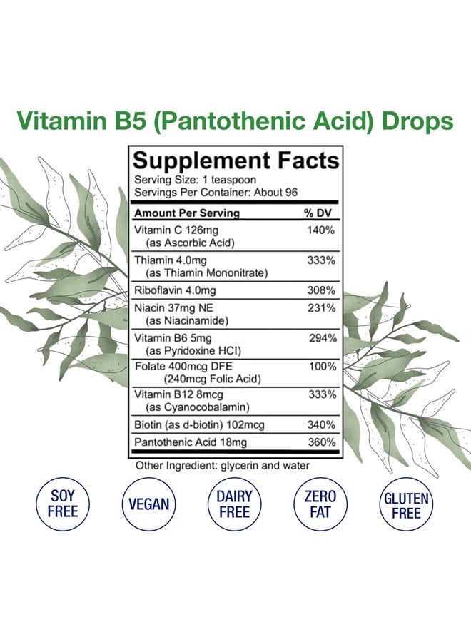 HoneyCombs Vitamin B5 (Pantothenic Acid) Drops – Liquid Vitamin B5 to Maintain Healthy Hormones, Immune System Support & Healthy Hair, Skin, Nails – Vegan, Alcohol-Free Vitamin B Extract, 16 Fl Oz. - Image 2