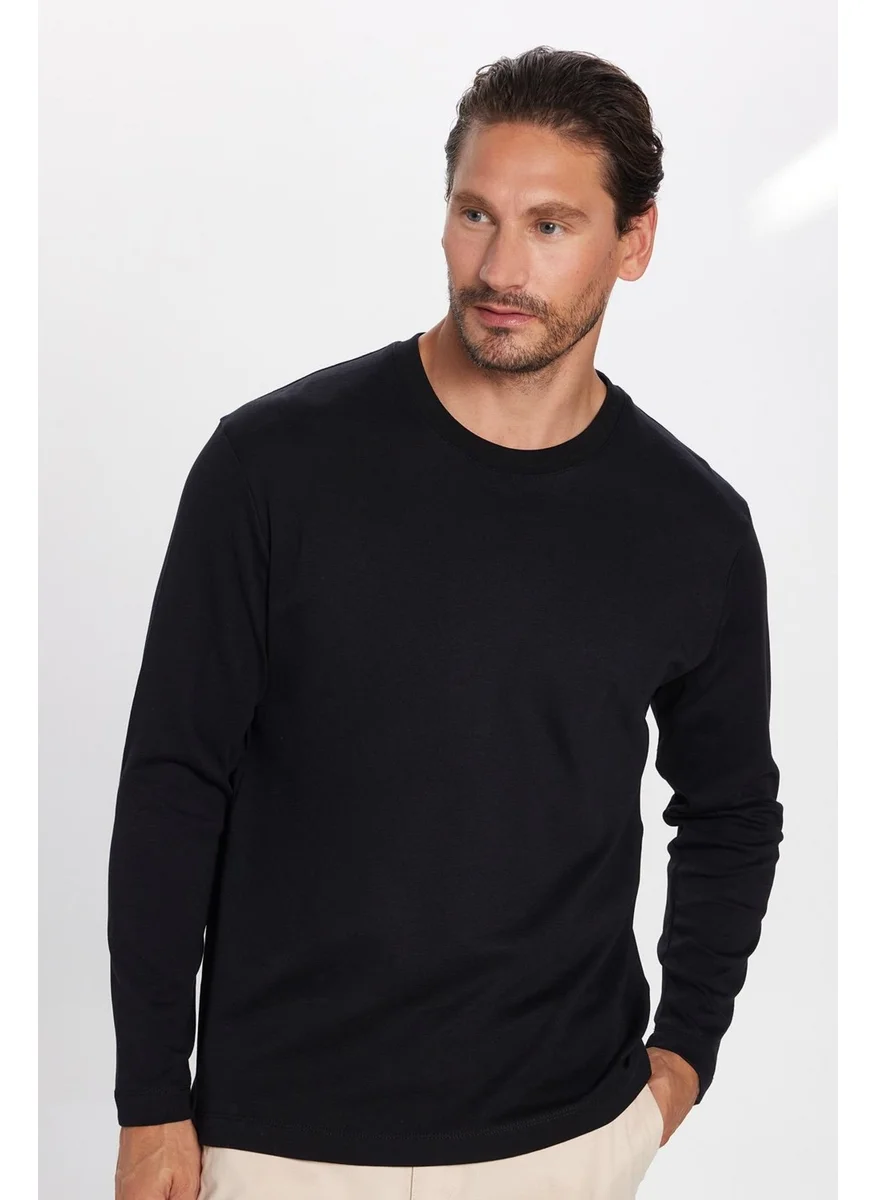 تودورس Unisex Relax Fit Comfortable Cut 100% Cotton Crew Neck Black Sweatshirt
