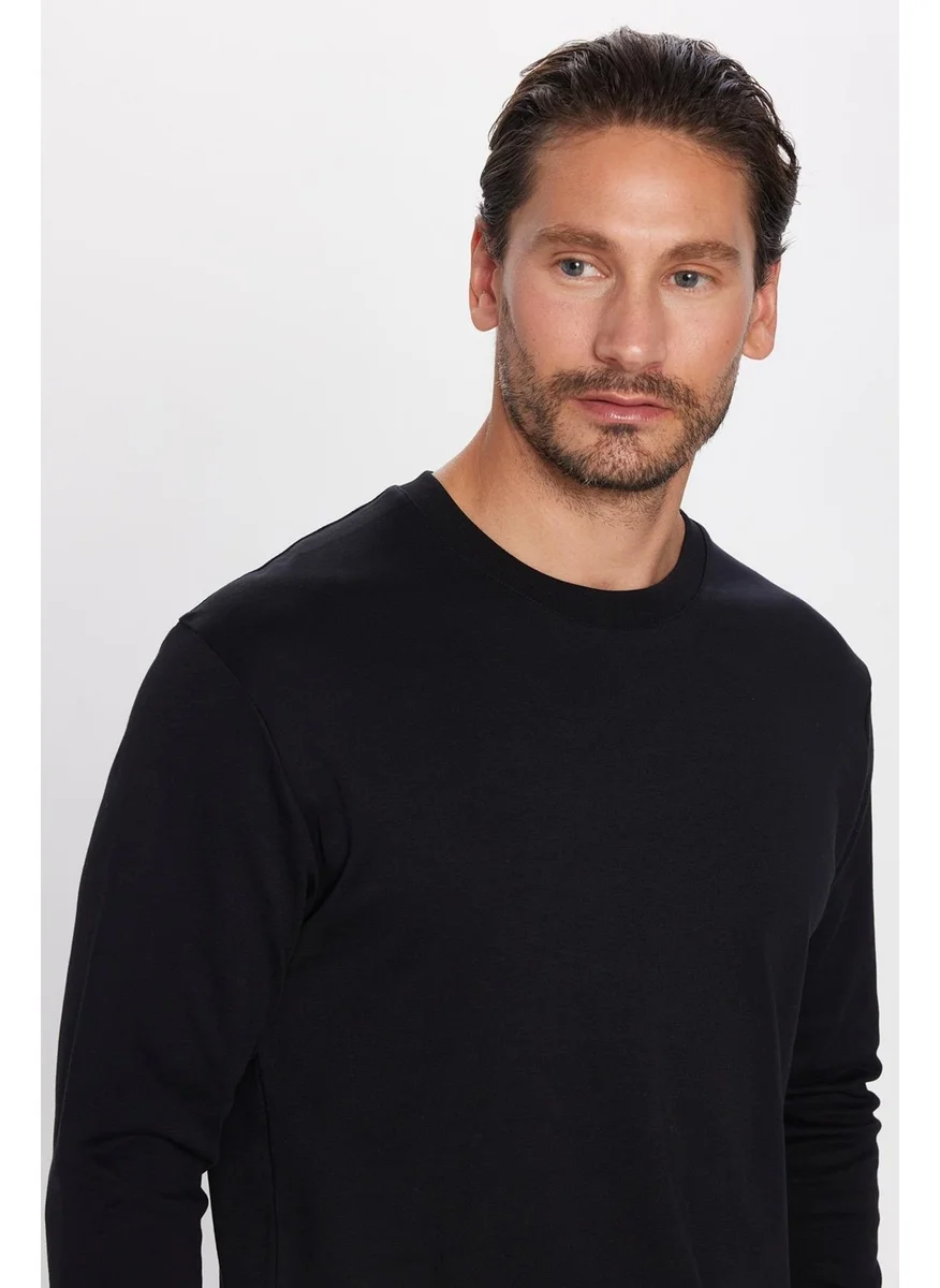 تودورس Unisex Relax Fit Comfortable Cut 100% Cotton Crew Neck Black Sweatshirt