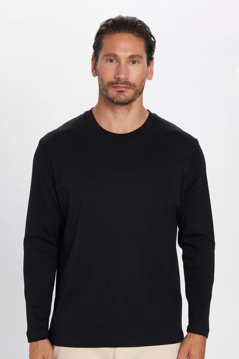 Tudors Unisex Relax Fit Comfortable Cut 100% Cotton Crew Neck Black Sweatshirt