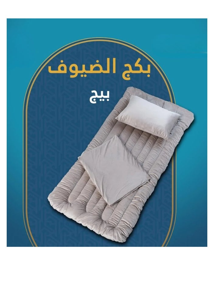 SMART HOME The 4-in-1 guest package consists of a mattress, a light blanket, a pillow, and an elegant bag. A soft velvet package made of high-quality materials. A single-person natural cotton mattress measuring 200x90 x10 cm.  - Image 2