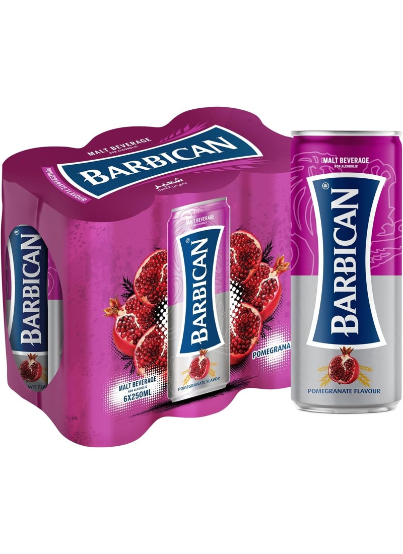 باربيكان مشروب شعير خالية من الكحول بنكهة الرمان 6x250مل - Image 1