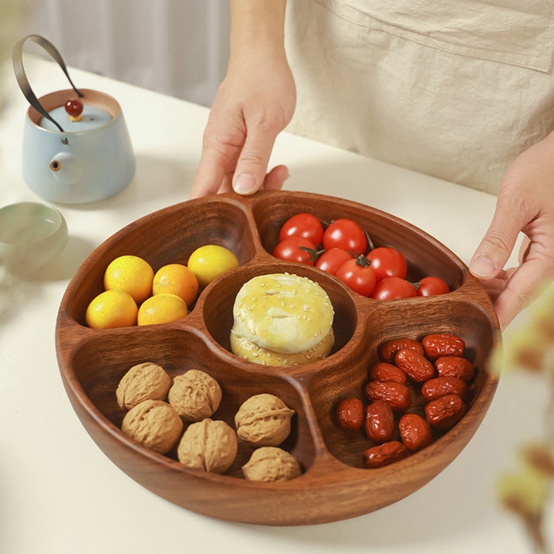 Walnut Wood Serving Tray: Large Capacity, Multi Use, Easy To Clean - Smooth Hand Carved Platter for Home, Parties, Holiday Events & Gift Giving - Image 1