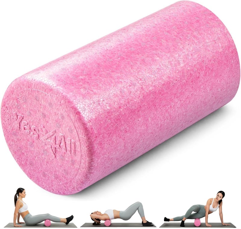 Yes4All High-Density EPP Round Back Roller Foam, Exercise Foam Roller for Yoga, & Pilates, Multiple Sizes and Colours, Fuschia Rose - 12 inches - Image 1