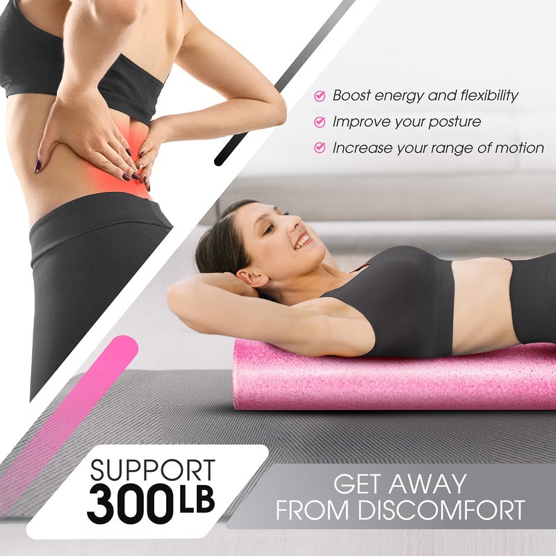Yes4All High-Density EPP Round Back Roller Foam, Exercise Foam Roller for Yoga, & Pilates, Multiple Sizes and Colours, Fuschia Rose - 12 inches - Image 4