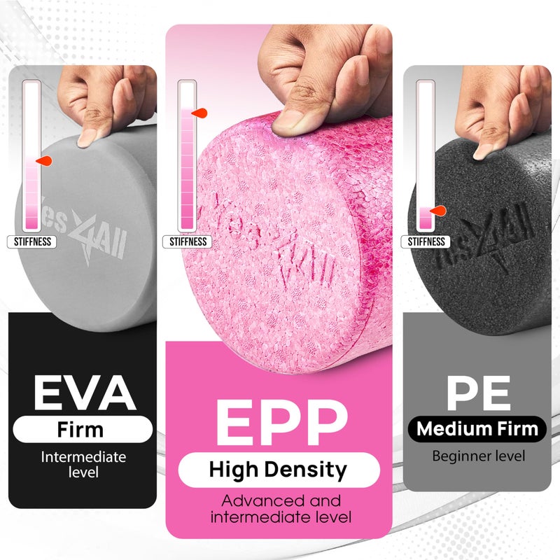 Yes4All High-Density EPP Round Back Roller Foam, Exercise Foam Roller for Yoga, & Pilates, Multiple Sizes and Colours, Fuschia Rose - 12 inches - Image 2
