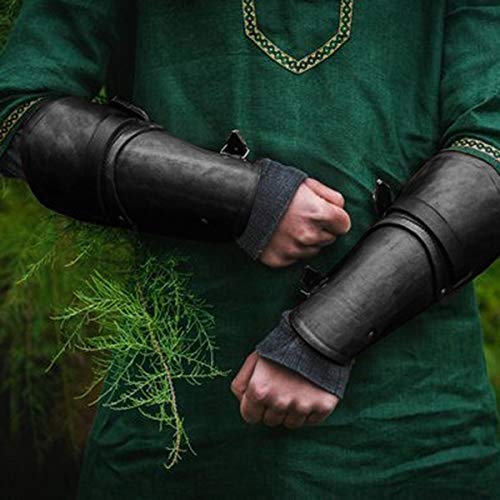 Syktkmx Faux Leather Armor Gauntlet Bracers Viking Gauntlet Wristband Medieval Costume Arm Cuff Punk Gothic Vambraces - Image 3