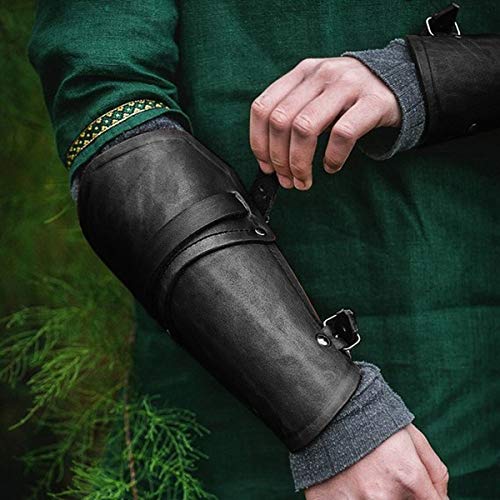 Syktkmx Faux Leather Armor Gauntlet Bracers Viking Gauntlet Wristband Medieval Costume Arm Cuff Punk Gothic Vambraces - Image 2