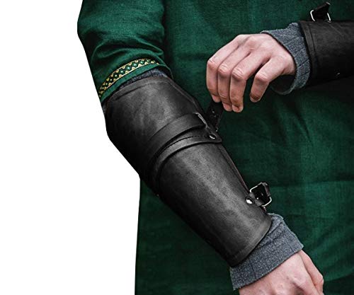 Syktkmx Faux Leather Armor Gauntlet Bracers Viking Gauntlet Wristband Medieval Costume Arm Cuff Punk Gothic Vambraces - Image 5