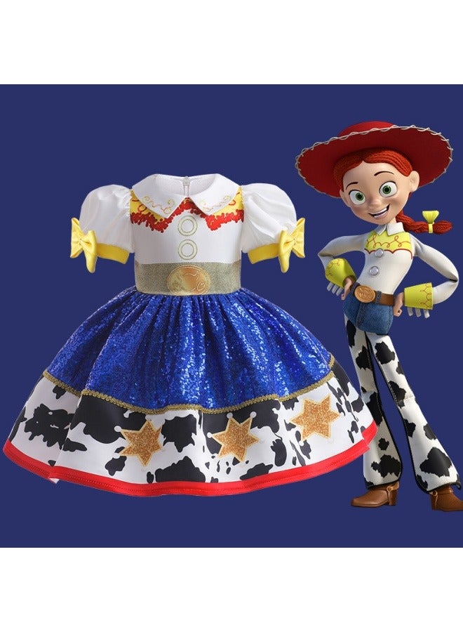 عام قصة لعبة تريس تنورة للأطفال لون متباين الخصر الأميرة اللباس الفتيات اللباس تأثيري تنورة توتو - Image 4