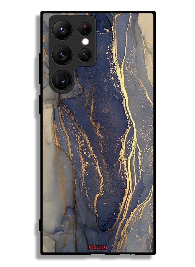 Tolwak Samsung Galaxy S22 Ultra 5G Protective Case Cover Gliter Marble Pattern - Image 3
