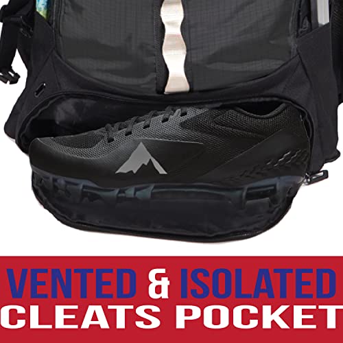 Athletico Extra Large Lacrosse Backpack - Holds Lacrosse & Field Hockey Equipment - Two Stick Holders & Separate Cleats Compartment (Black) - Image 4