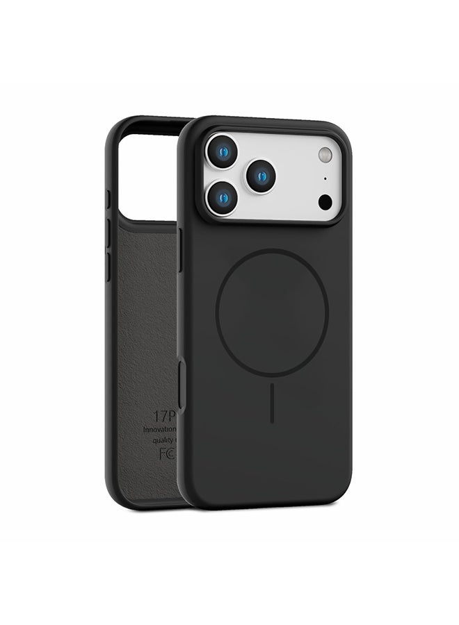 O Ozone Magnetic Silicone Case For iPhone 17 Pro Max |Compatible with MagSafe | Liquid Silicone Material Anti-Scratch Microfiber Lining Phone Cover with Camera Lens Protection - Black - Image 1