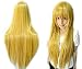 ANOGOL Hair Cap+32Inch/80cm Long Yellow Wig for Women Yellow Straight Wigs Long Straight Wigs Peluca Amarilla Larga for Halloween Anime Cosplay Party Wig With Bangs for Women Halloween Costumes - Image 2