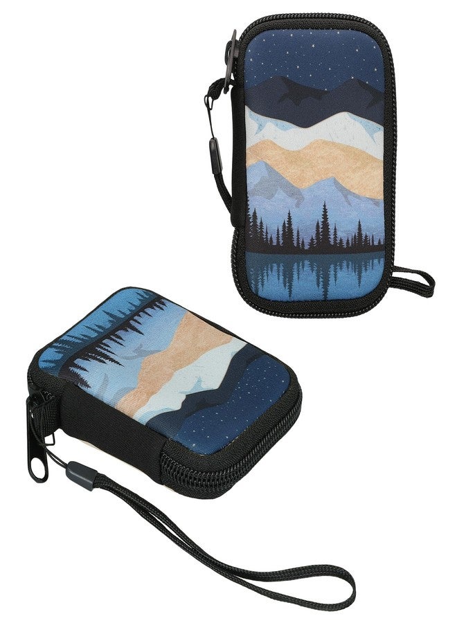 kwmobile Neoprene Case Compatible with in-Ear Headphones - Case with Zip - Starry Night Lake - Image 5