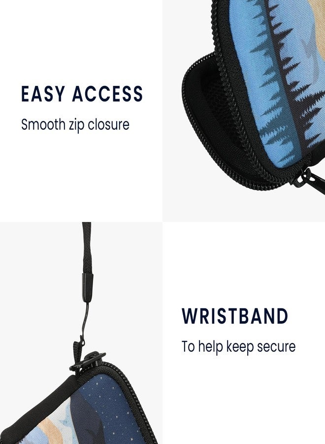 kwmobile Neoprene Case Compatible with in-Ear Headphones - Case with Zip - Starry Night Lake - Image 4