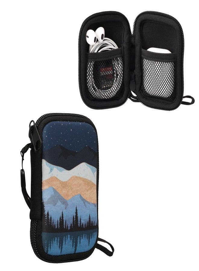 kwmobile Neoprene Case Compatible with in-Ear Headphones - Case with Zip - Starry Night Lake - Image 1