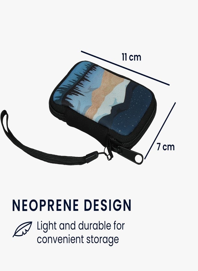 kwmobile Neoprene Case Compatible with in-Ear Headphones - Case with Zip - Starry Night Lake - Image 2