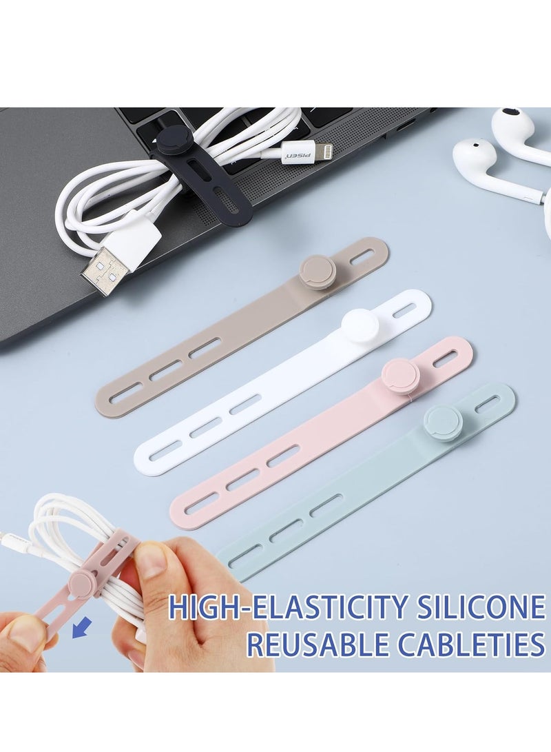 YelaJoy 25 Pcs Silicone Cable Ties, Reusable Cable Ties,Cable Organizer,Wire Management For Organizing Home, Office And Data Centers (5 colours） - Image 3